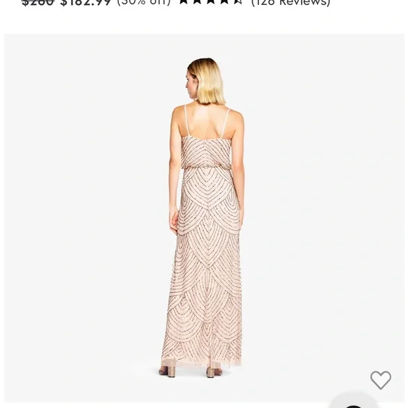 Adrianna Papell Art Deco Beaded Blouson Gown in Taupe Pink - Picture 2 of 9